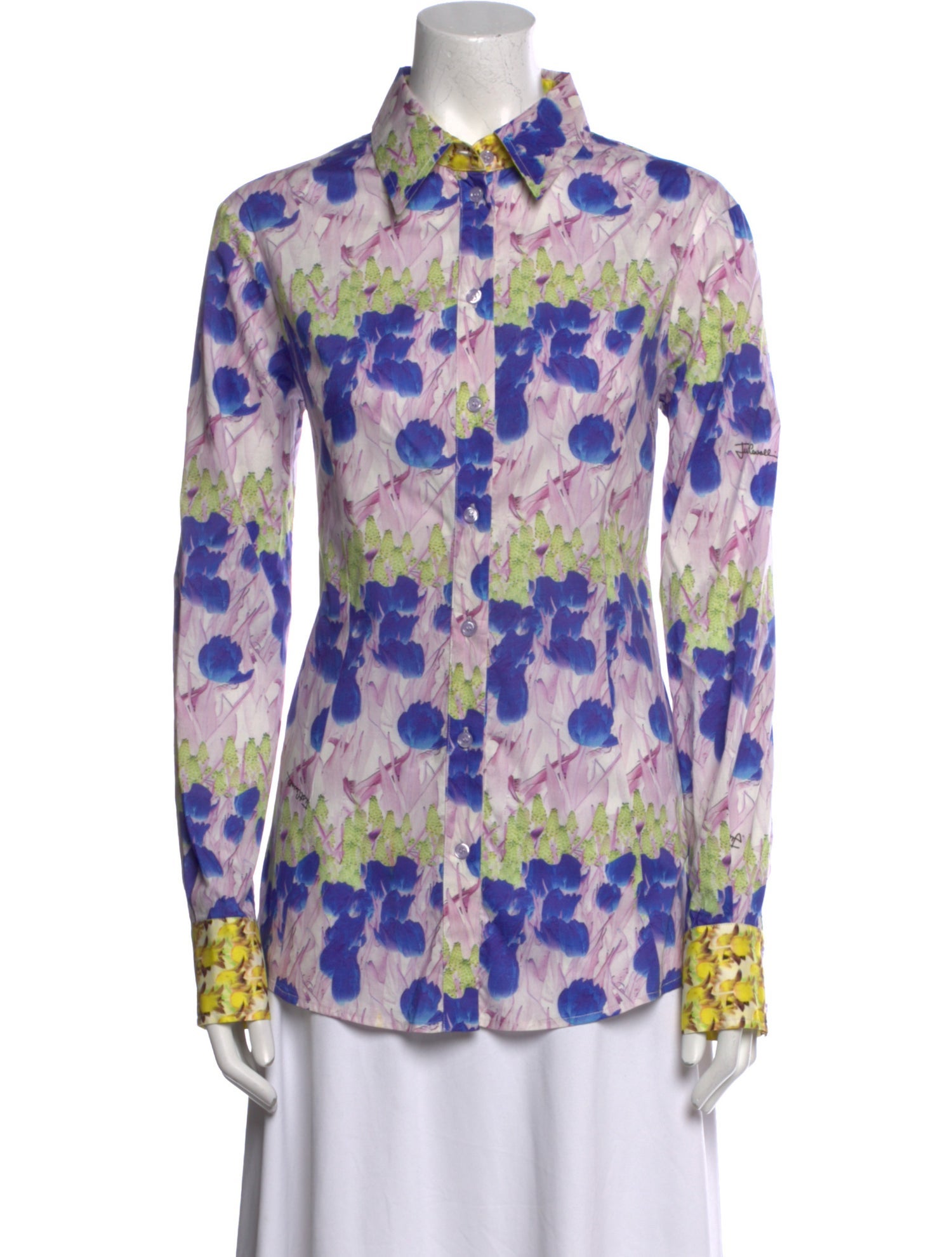 Just Cavalli Printed Long Sleeve Button-Up Top