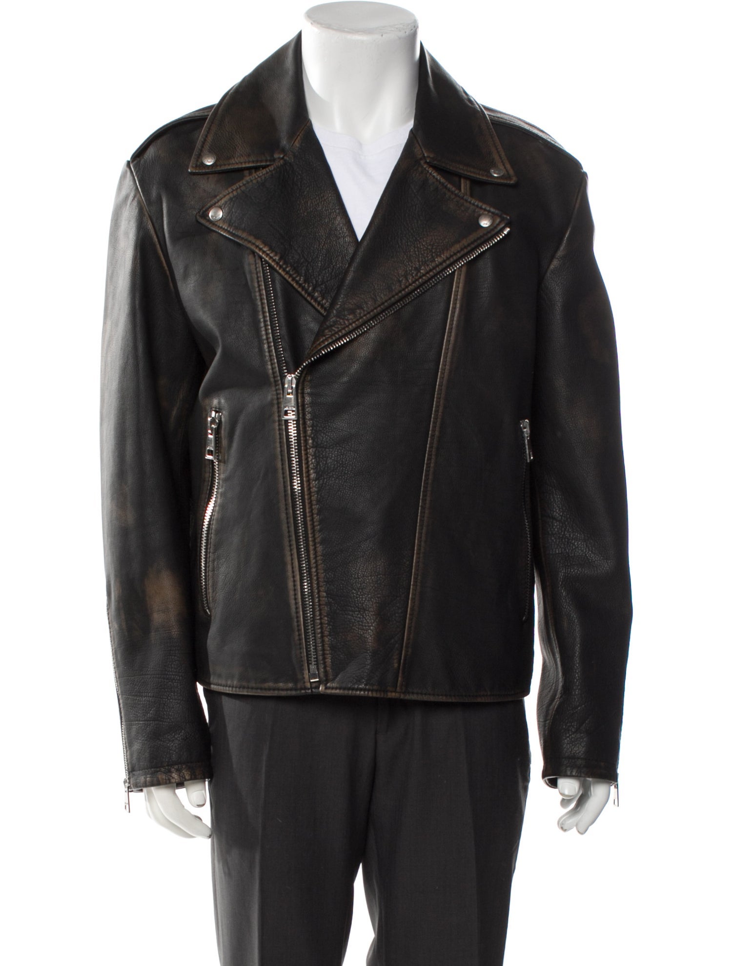 Just Cavalli Calf Leather Moto Jacket