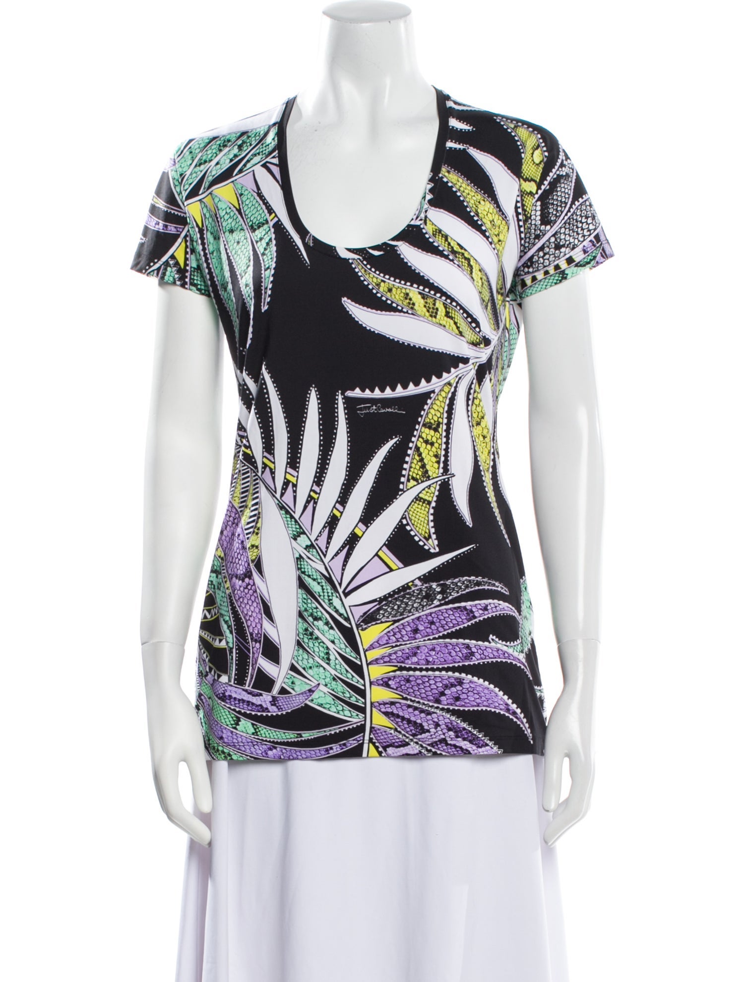 Just Cavalli Printed Scoop Neck T-Shirt
