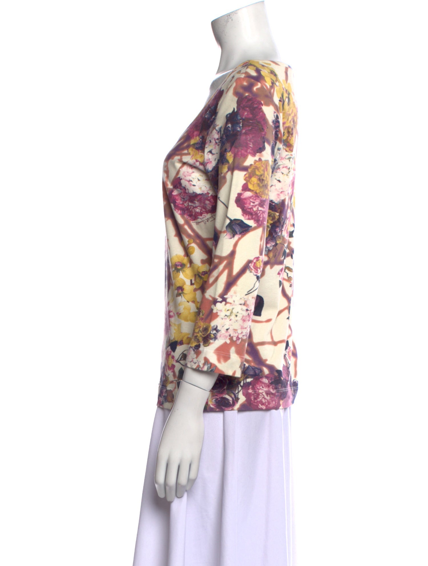 Just Cavalli Floral Print Scoop Neck Blouse