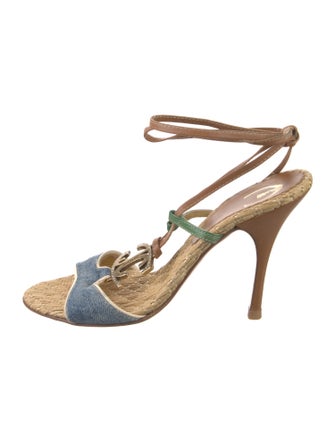 Just Cavalli Denim Colorblock Pattern Sandals