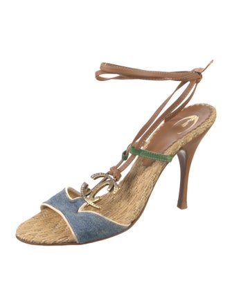 Just Cavalli Denim Colorblock Pattern Sandals