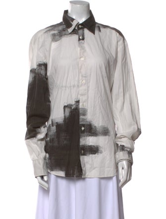 Just Cavalli Printed Long Sleeve Button-Up Top