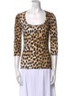 Just Cavalli Animal Print Square Neckline Top