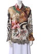 Just Cavalli Silk Printed Button-Up Top