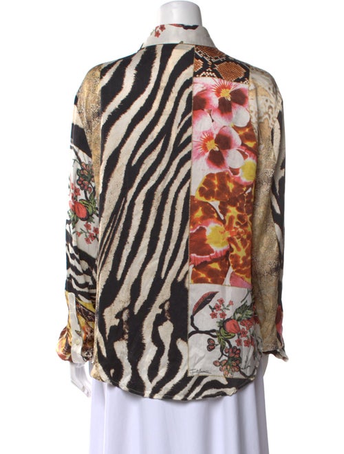 Just Cavalli Silk Printed Button-Up Top