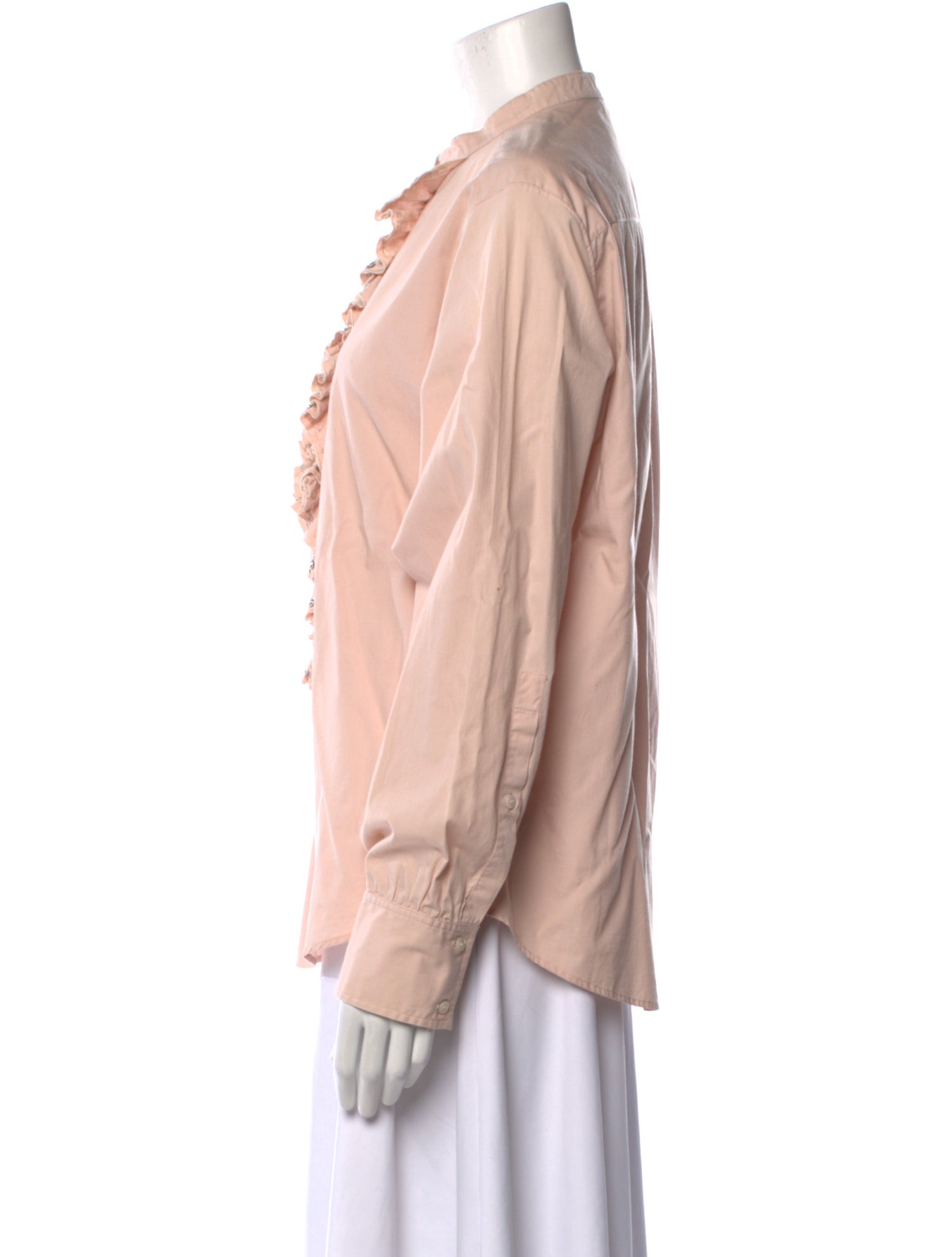 Just Cavalli Mock Neck Long Sleeve Button-Up Top