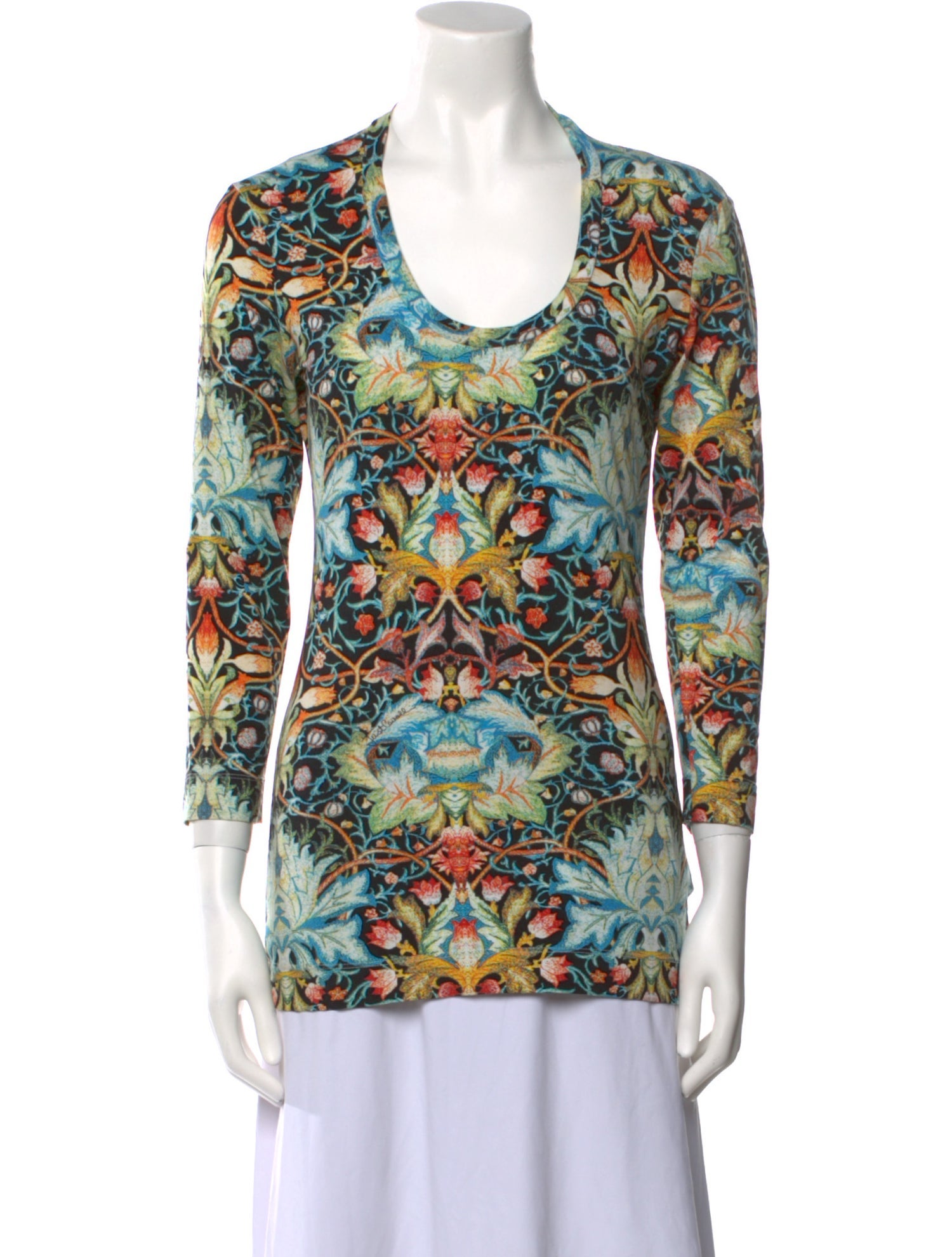 Just Cavalli Floral Print Scoop Neck Blouse