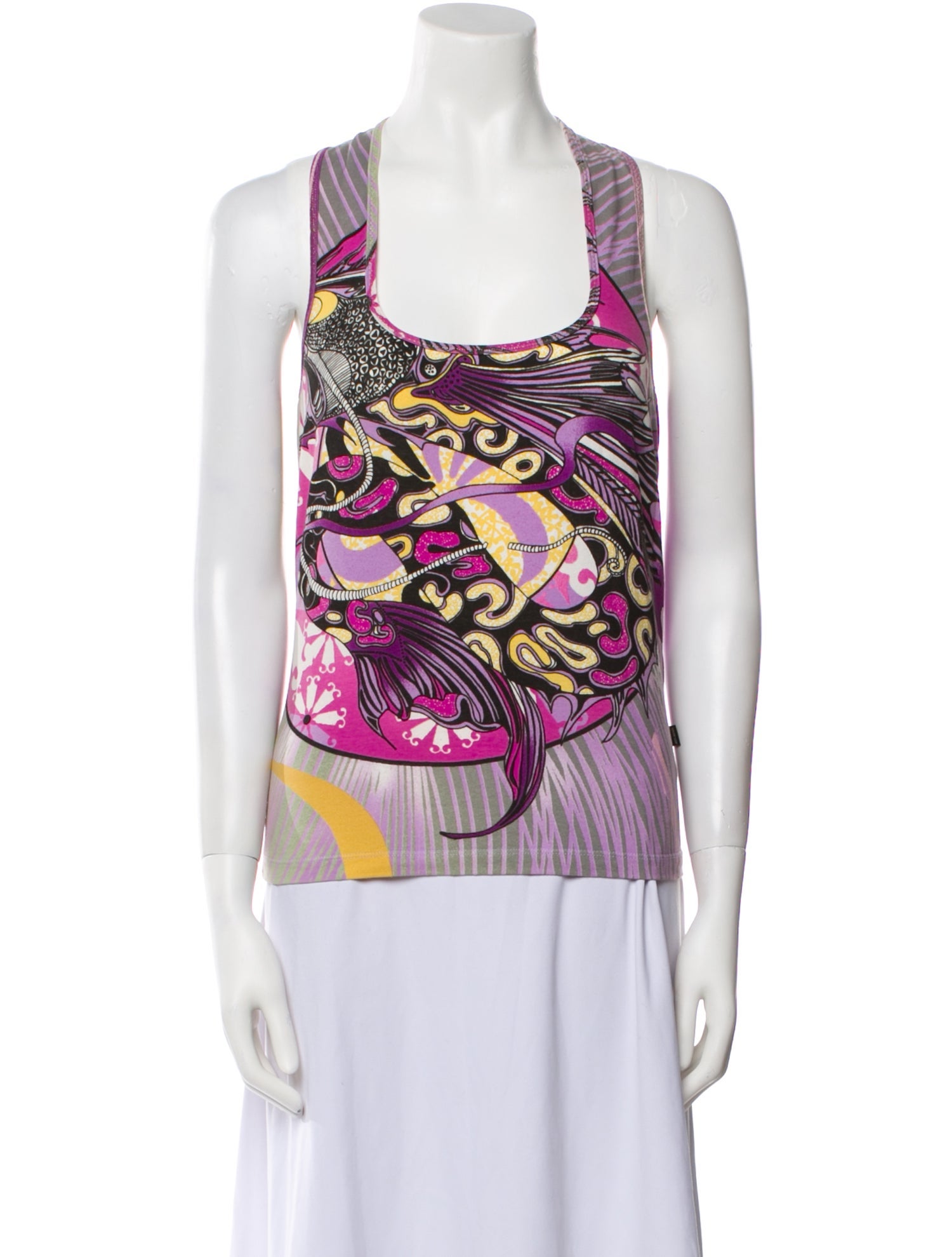 Just Cavalli Printed Scoop Neck Top