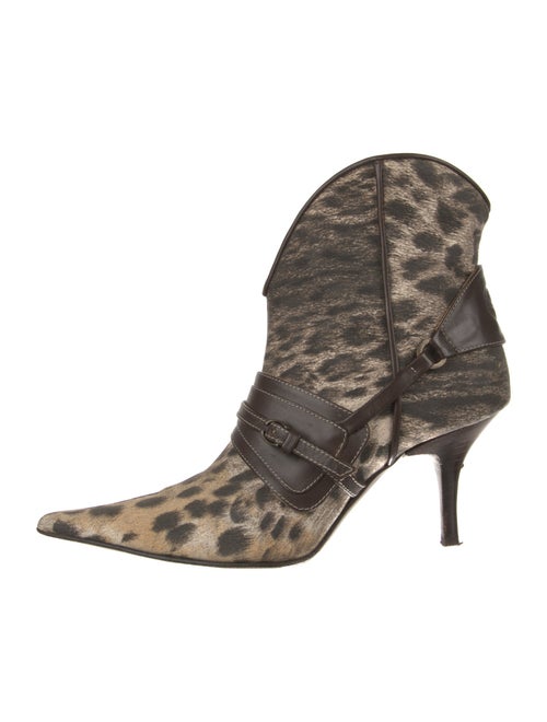 Just Cavalli Leather Animal Print Western Boots