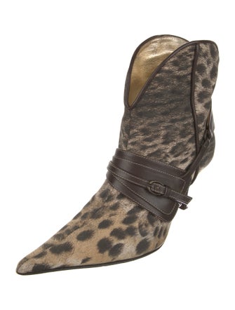 Just Cavalli Leather Animal Print Western Boots