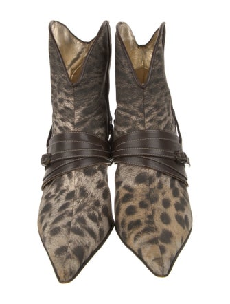Just Cavalli Leather Animal Print Western Boots