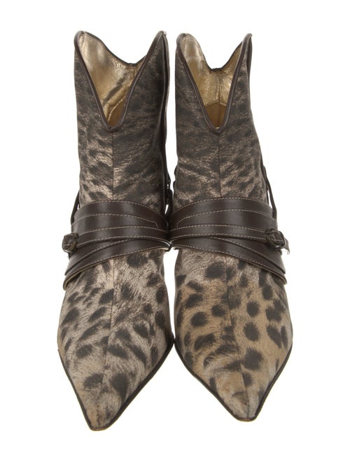 Just Cavalli Leather Animal Print Western Boots