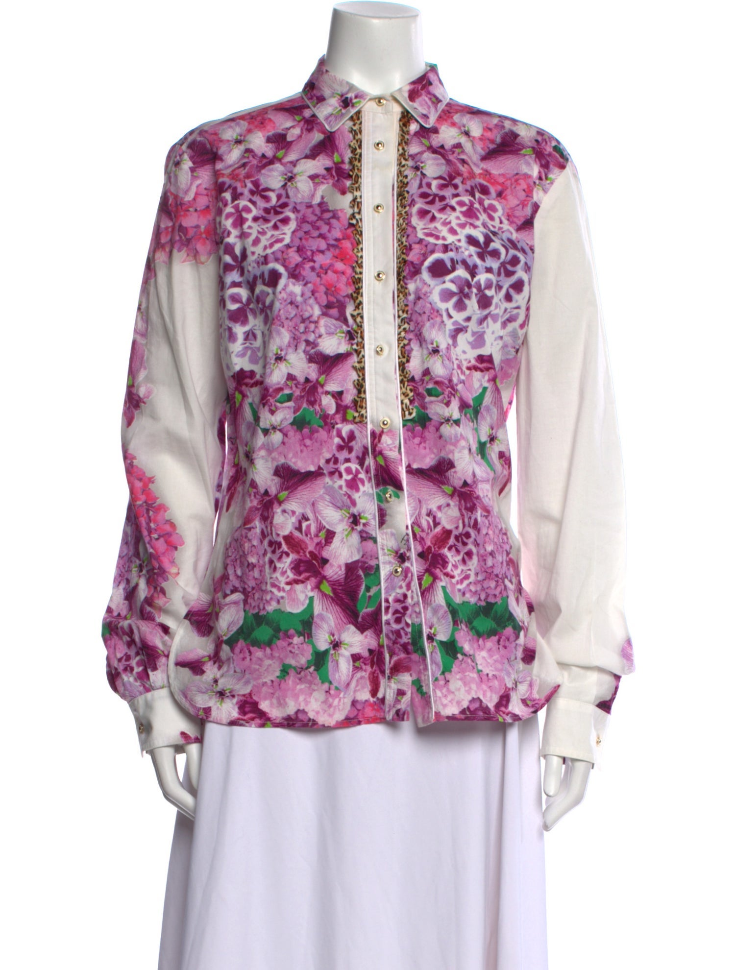 Just Cavalli Floral Print Mock Neck Blouse