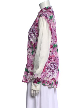 Just Cavalli Floral Print Mock Neck Blouse