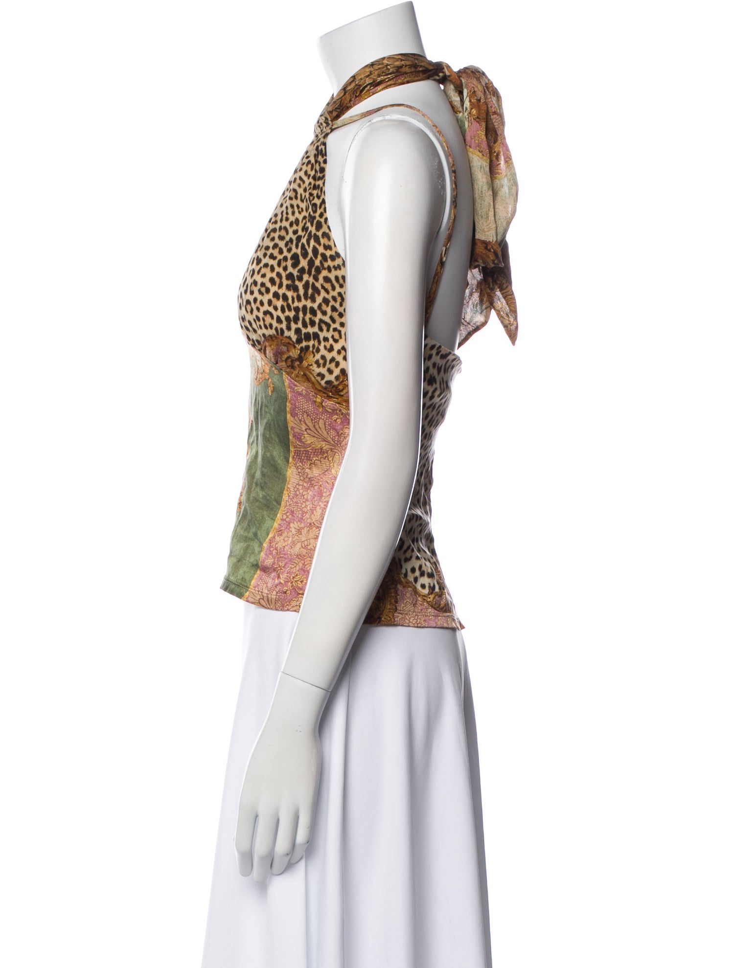 Just Cavalli Silk Animal Print Crop Top
