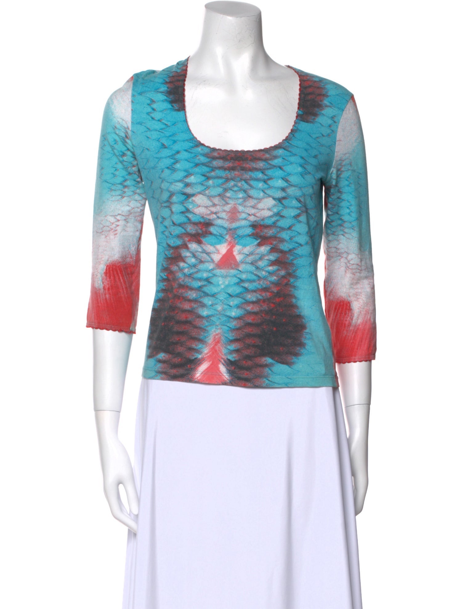 Just Cavalli Printed Scoop Neck Top