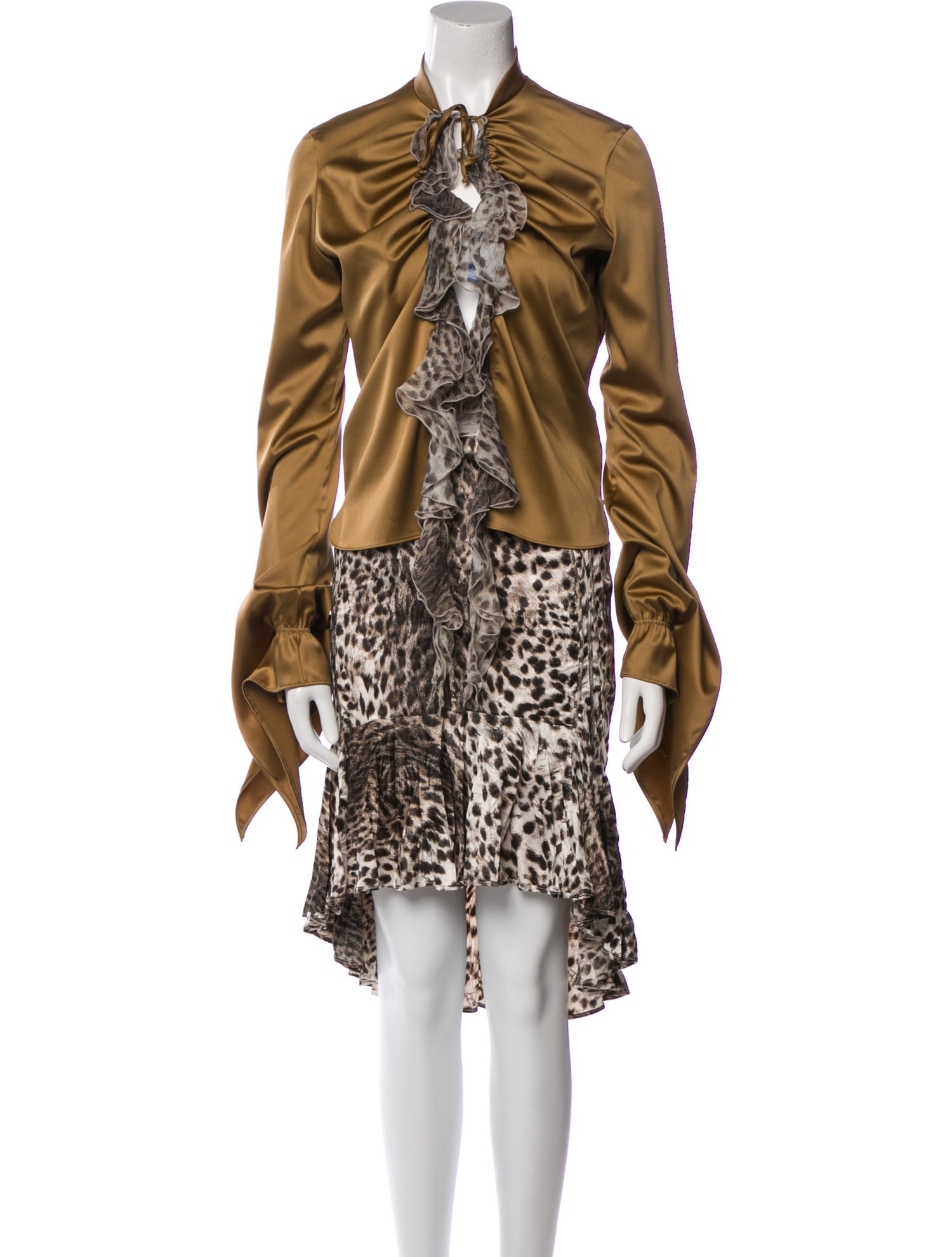 Just Cavalli Silk Animal Print Skirt Set