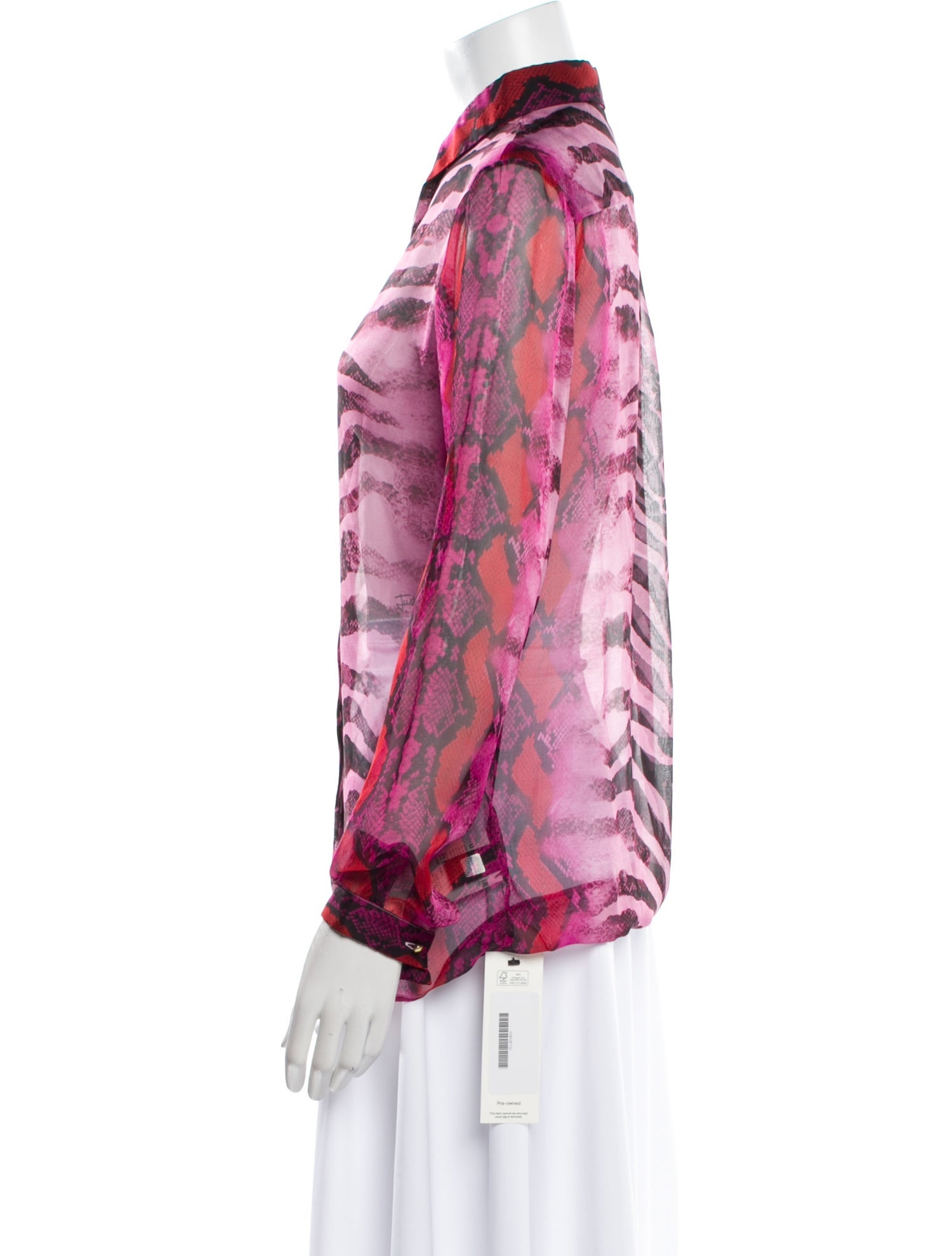 Just Cavalli Silk Animal Print Button-Up Top