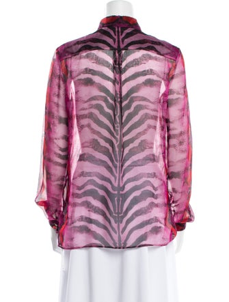Just Cavalli Silk Animal Print Button-Up Top