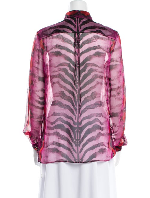 Just Cavalli Silk Animal Print Button-Up Top