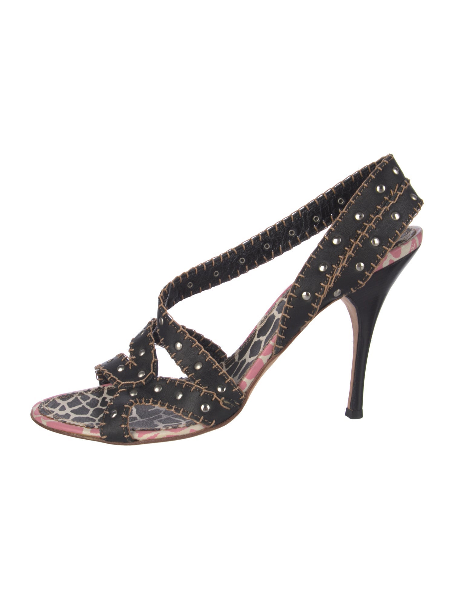 Just Cavalli Vintage Leather Slingback Sandals