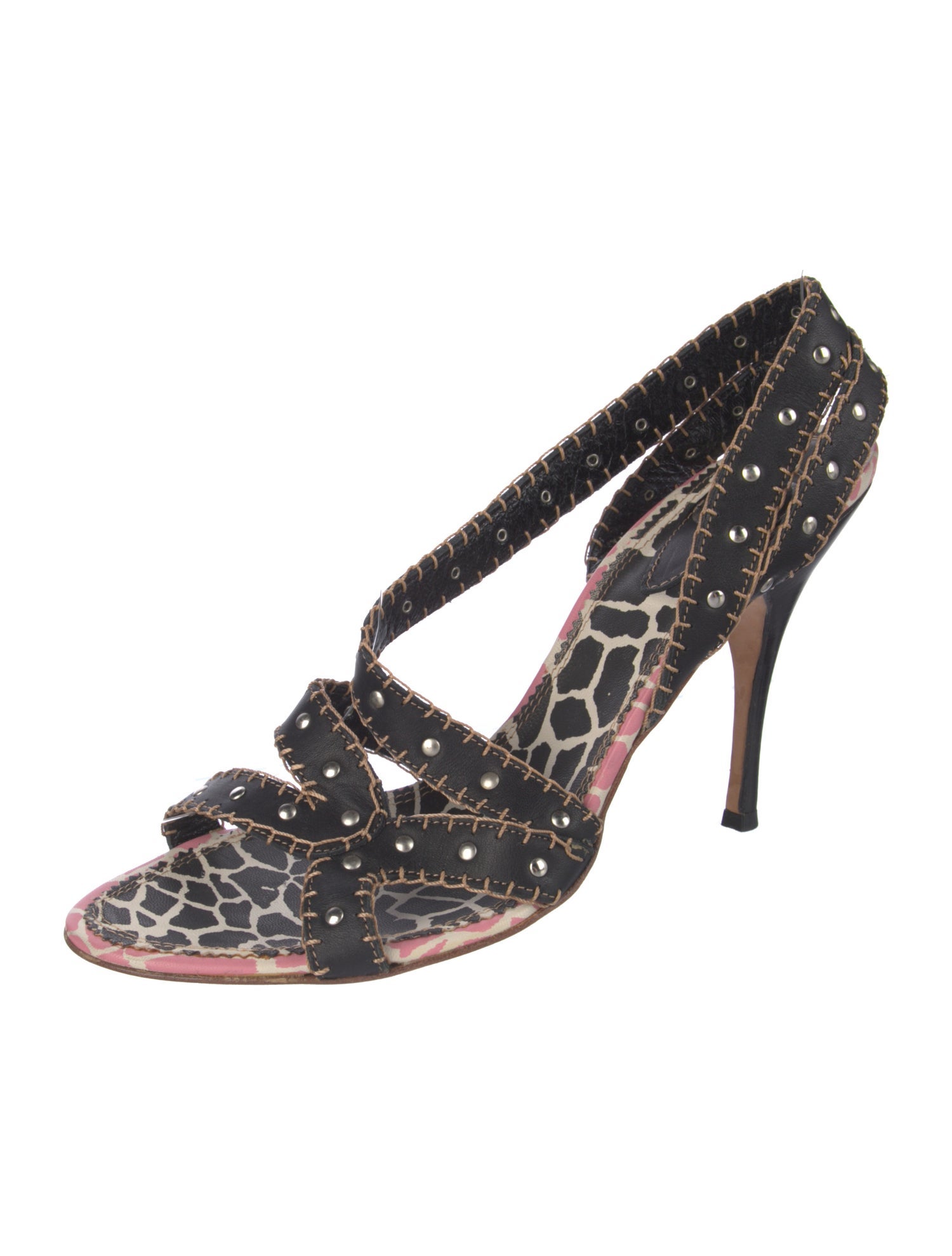 Just Cavalli Vintage Leather Slingback Sandals