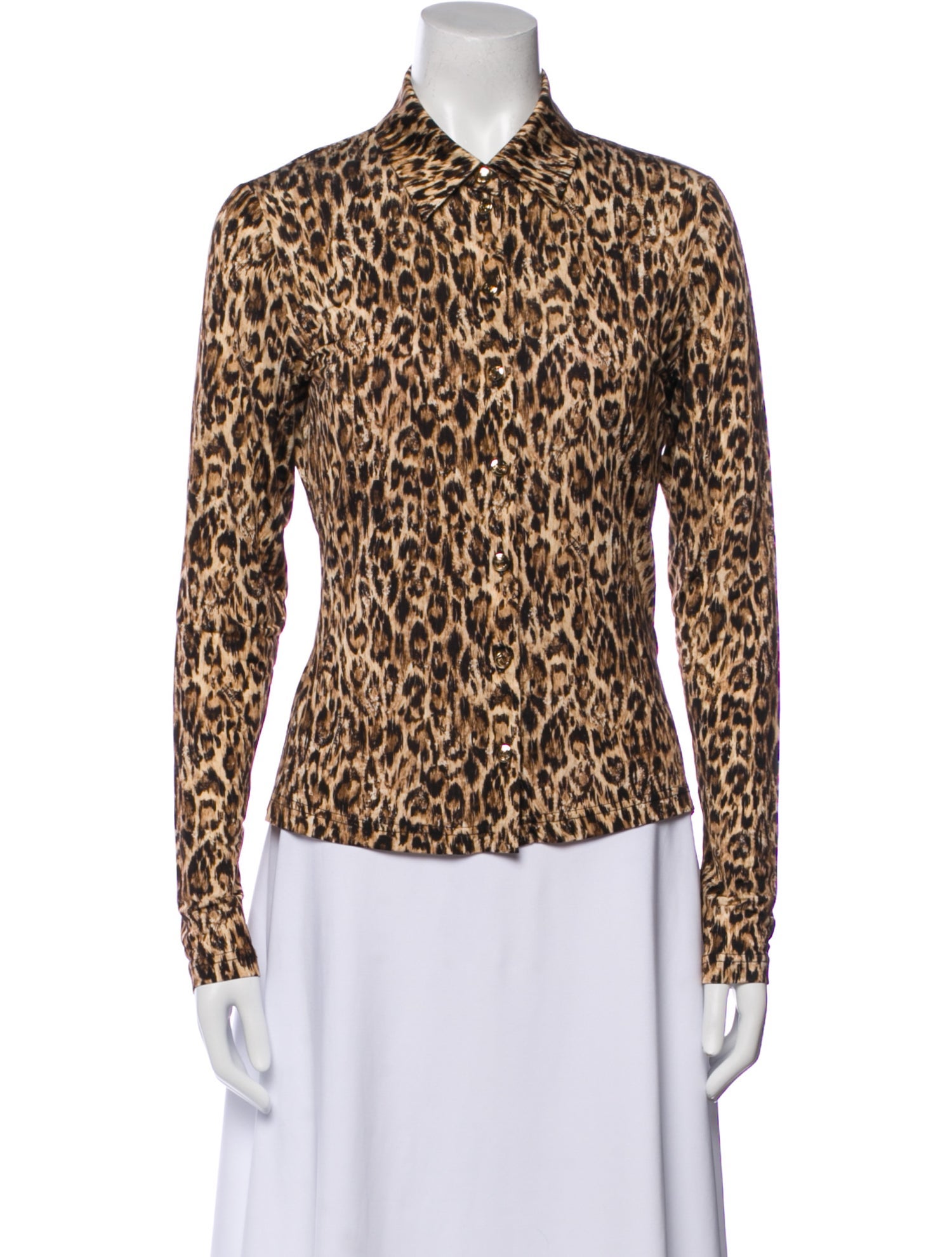 Just Cavalli Animal Print Long Sleeve Button-Up Top