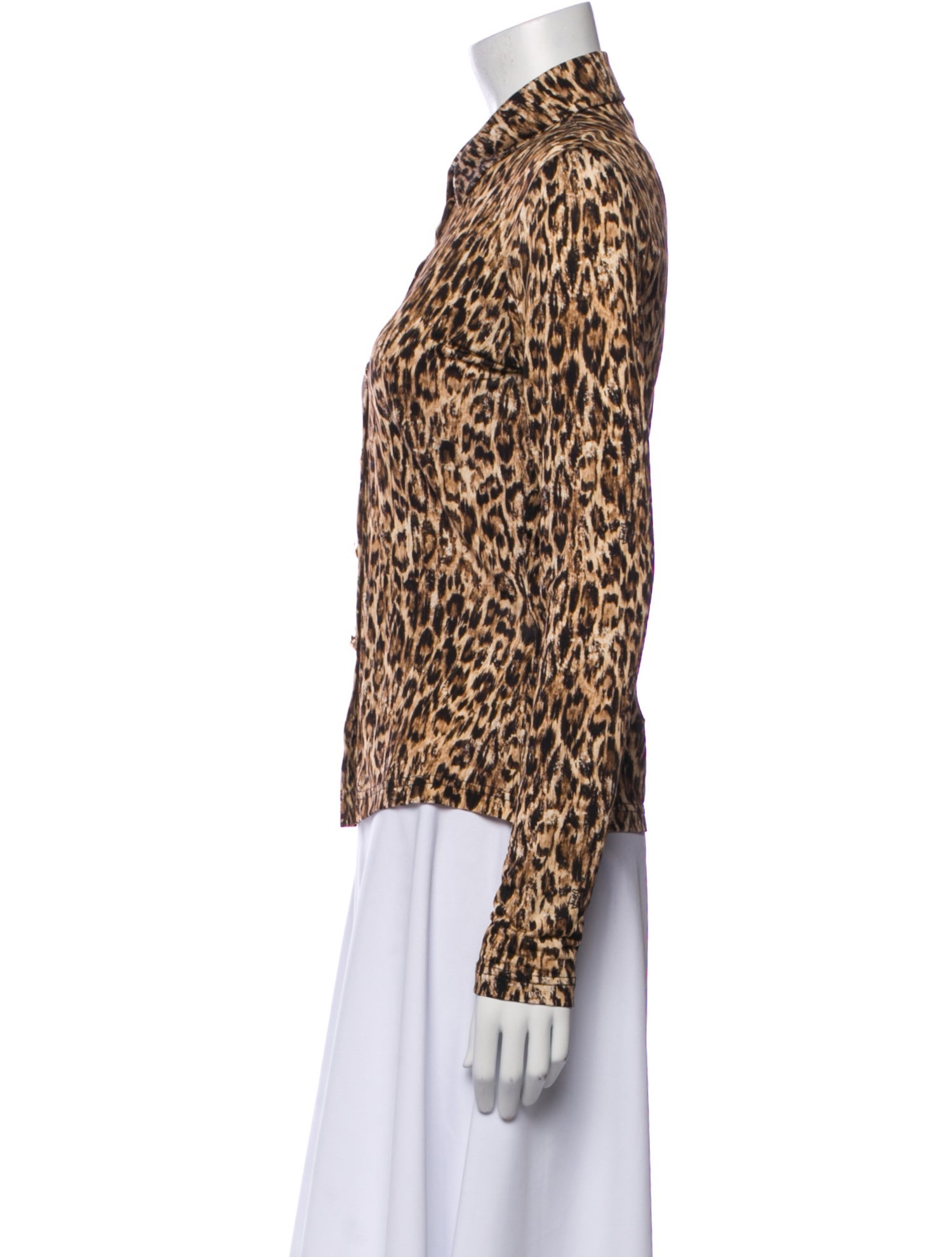 Just Cavalli Animal Print Long Sleeve Button-Up Top