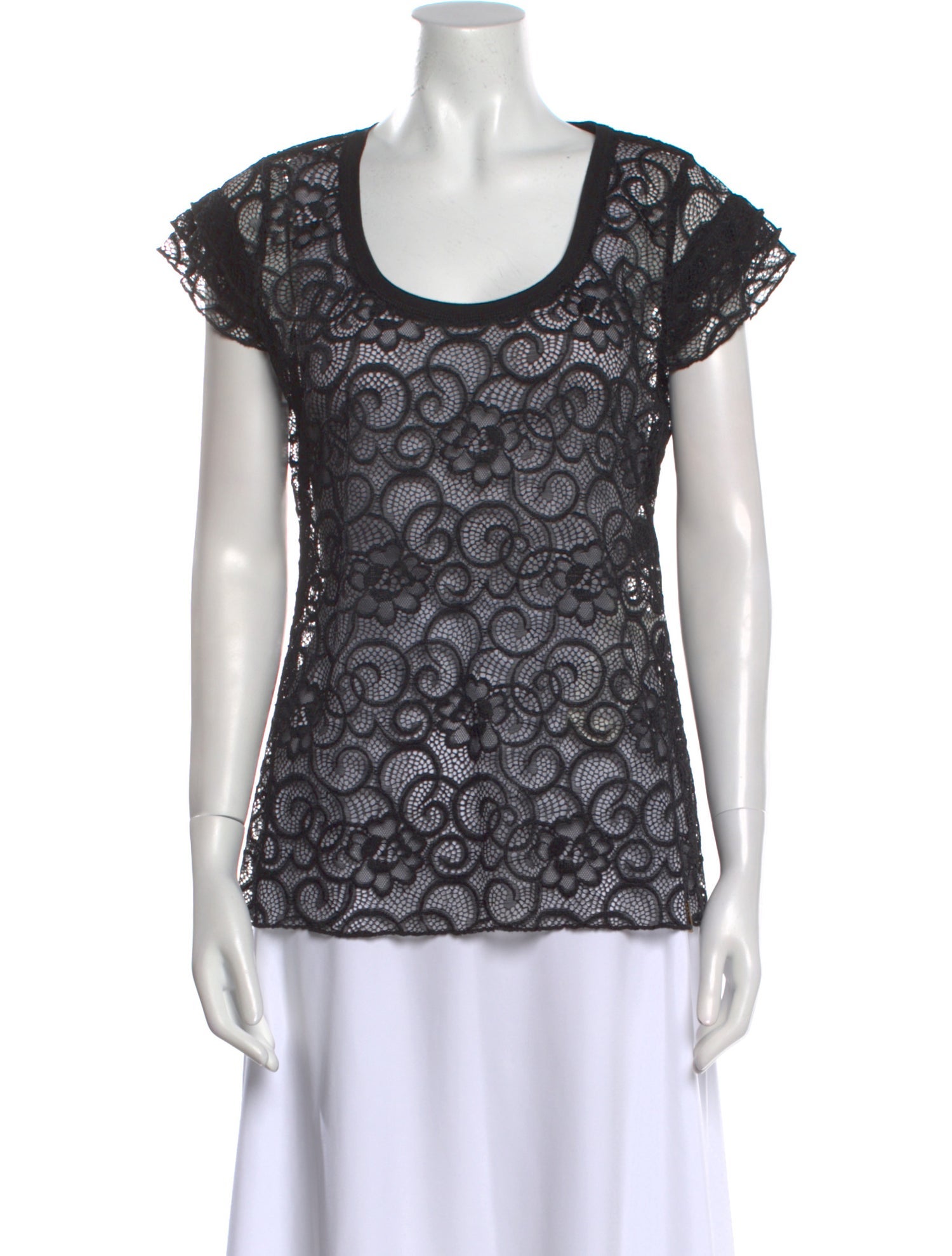 Just Cavalli Lace Pattern Scoop Neck Blouse