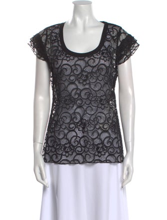 Just Cavalli Lace Pattern Scoop Neck Blouse