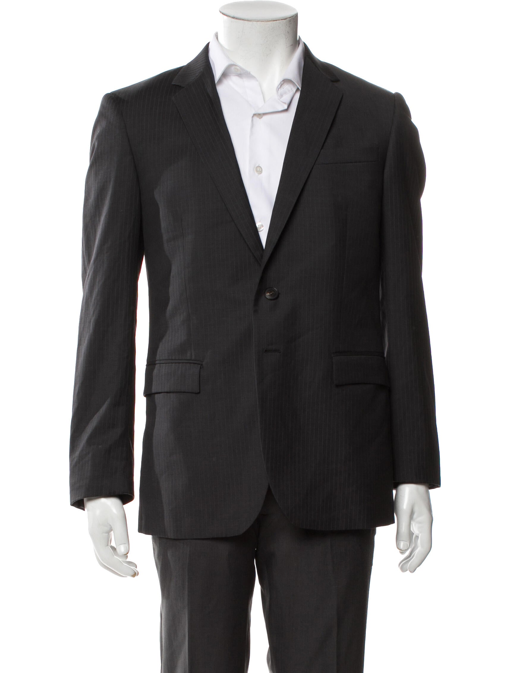 Just Cavalli Men's Wool Grey Stripe Patterned Blazer with Two Button Closure