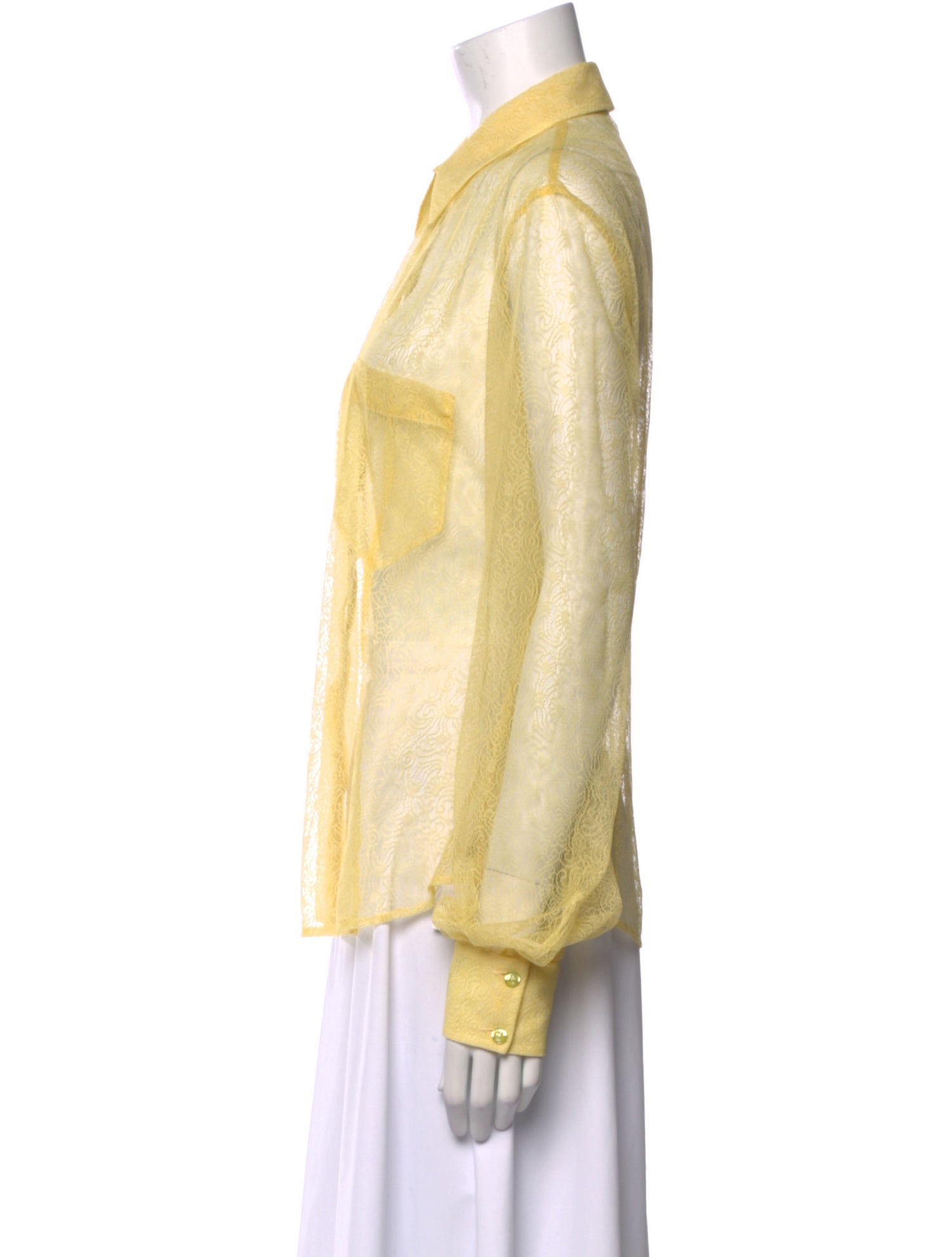 Just Cavalli Lace Pattern Long Sleeve Button-Up Top