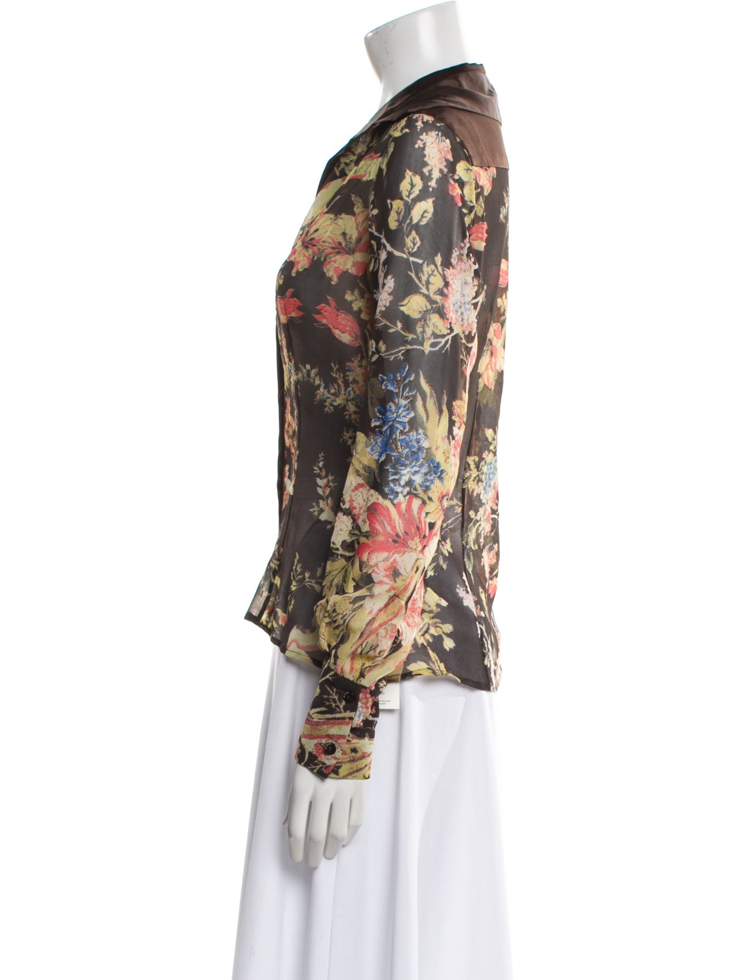 Just Cavalli Floral Print V-Neck Blouse
