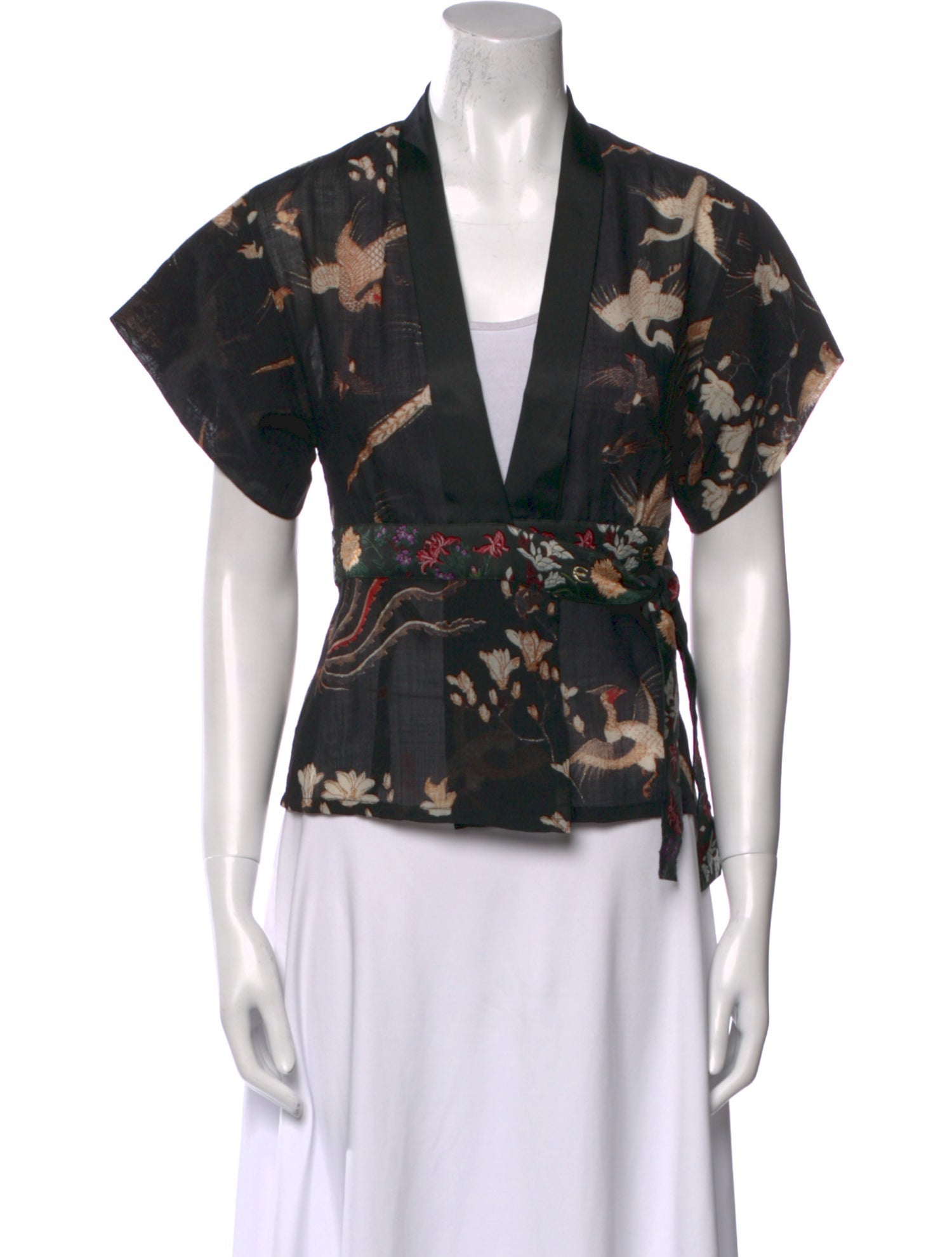Just Cavalli Virgin Wool Floral Print Blouse