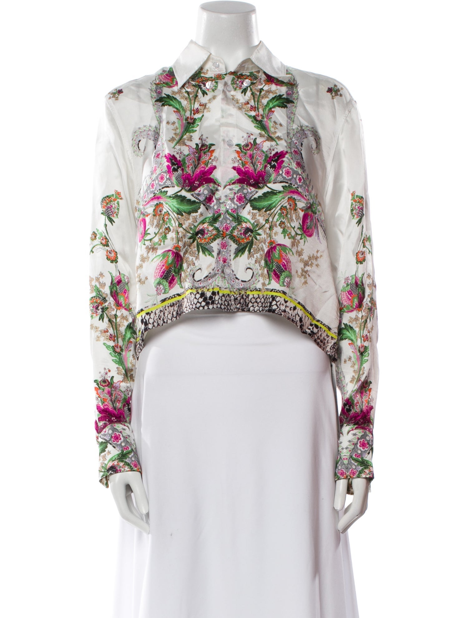Just Cavalli Floral Print Long Sleeve Crop Top
