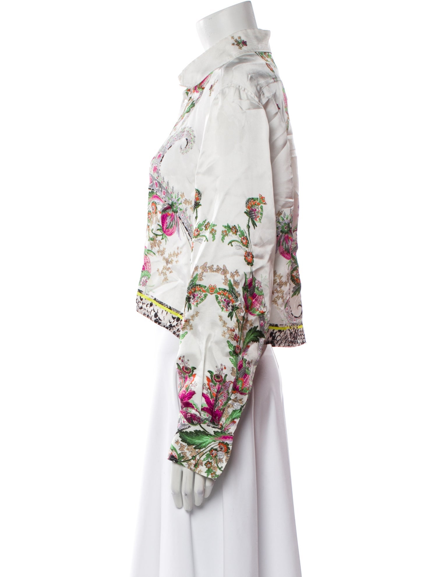 Just Cavalli Floral Print Long Sleeve Crop Top