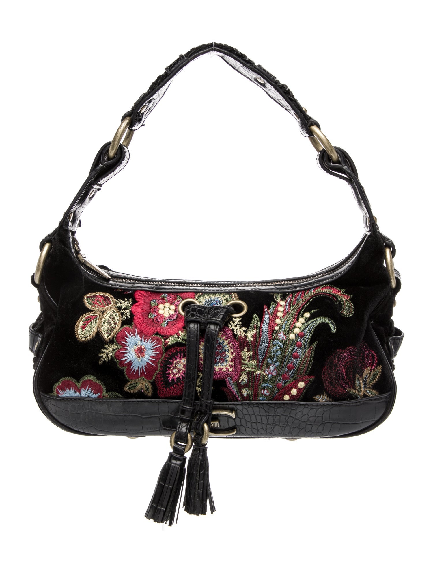 Just Cavalli Velvet Top Handle Bag