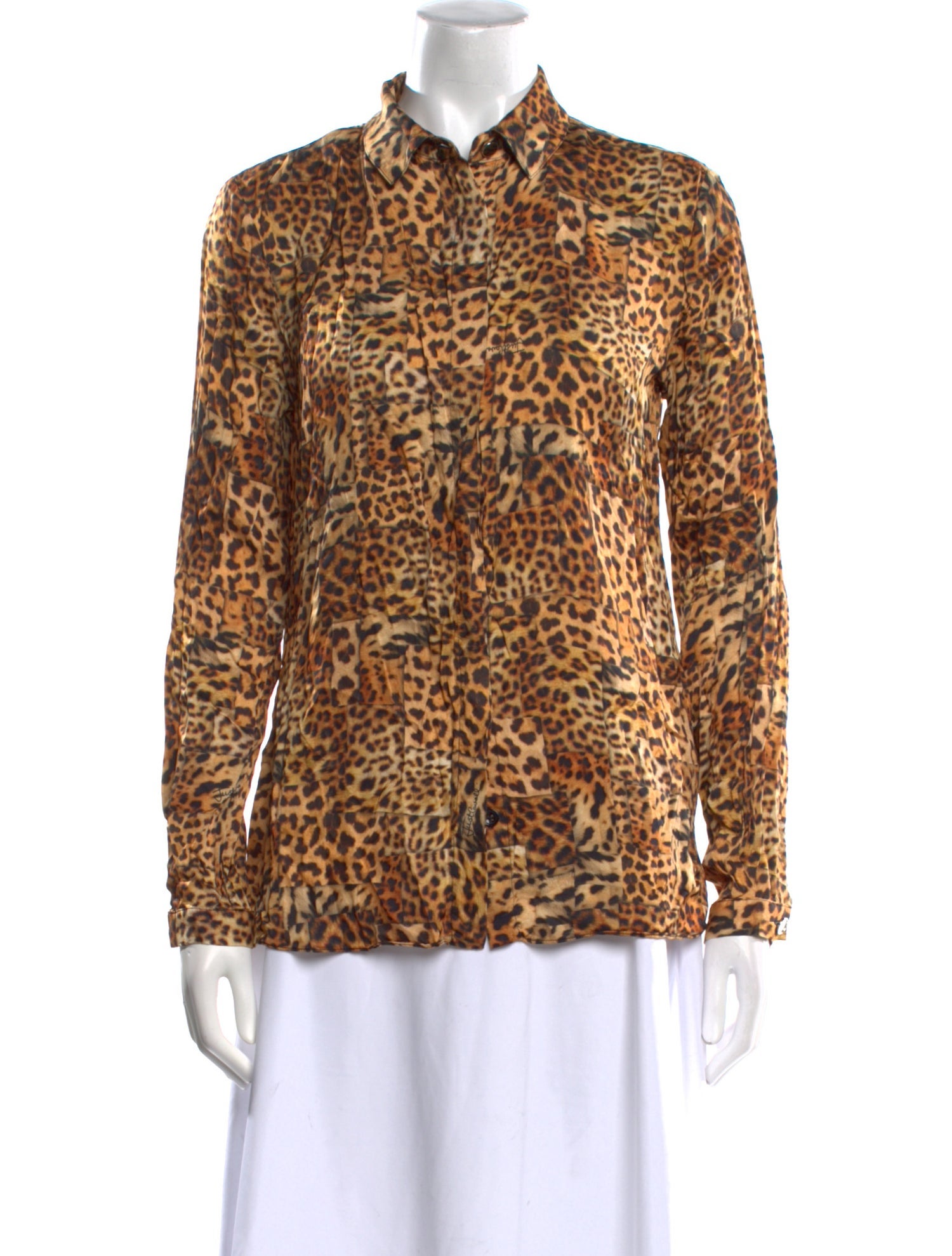 Just Cavalli Animal Print Long Sleeve Button-Up Top