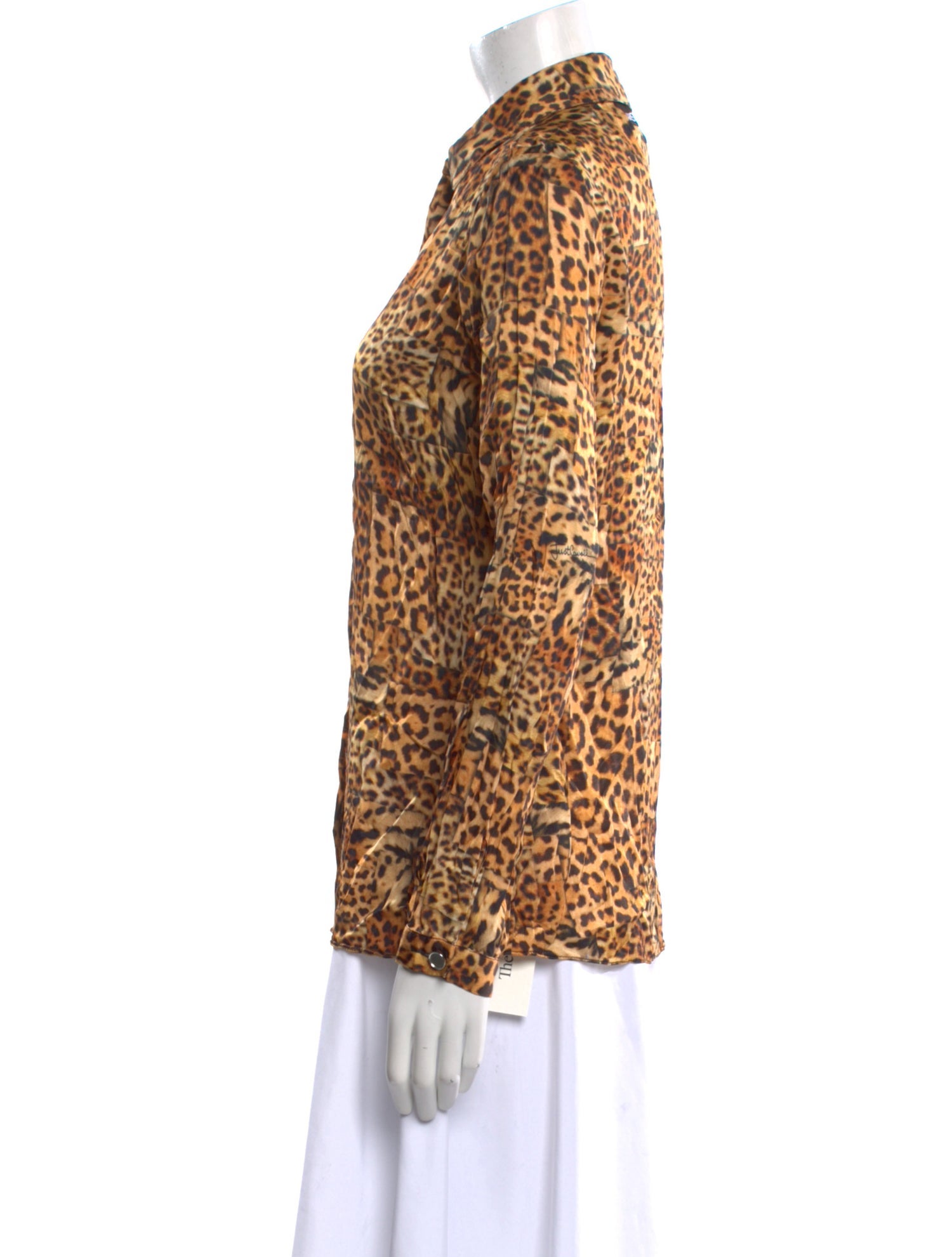 Just Cavalli Animal Print Long Sleeve Button-Up Top