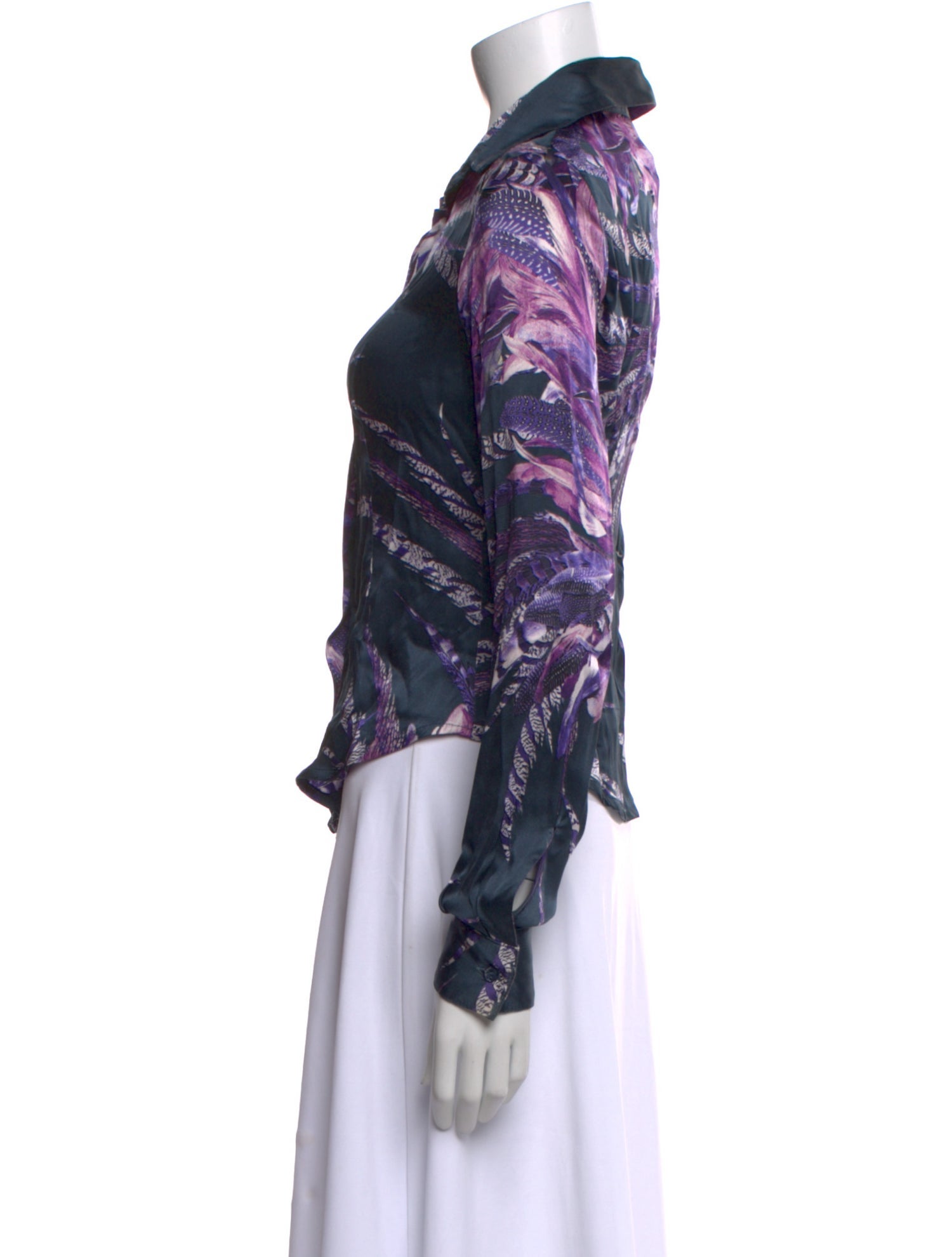 Just Cavalli Silk Printed Button-Up Top