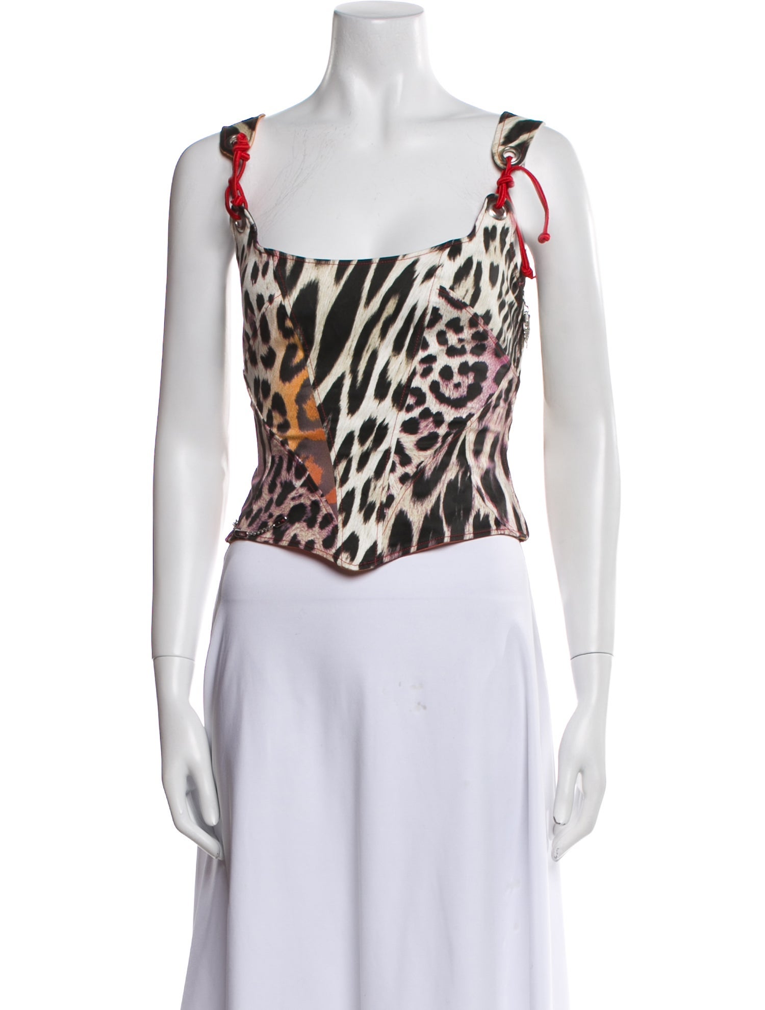 Just Cavalli Animal Print Square Neckline Crop Top
