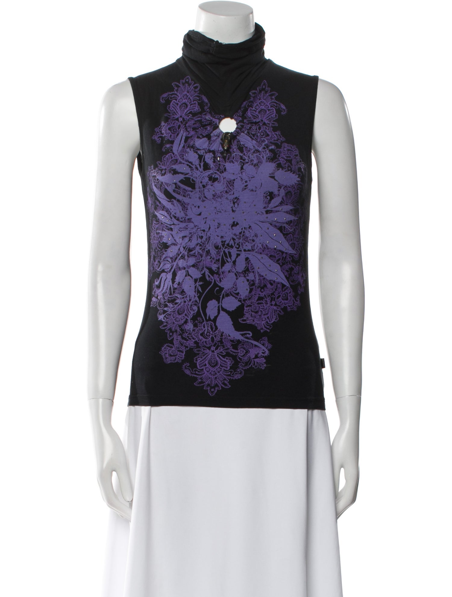 Just Cavalli Floral Print Turtleneck Top