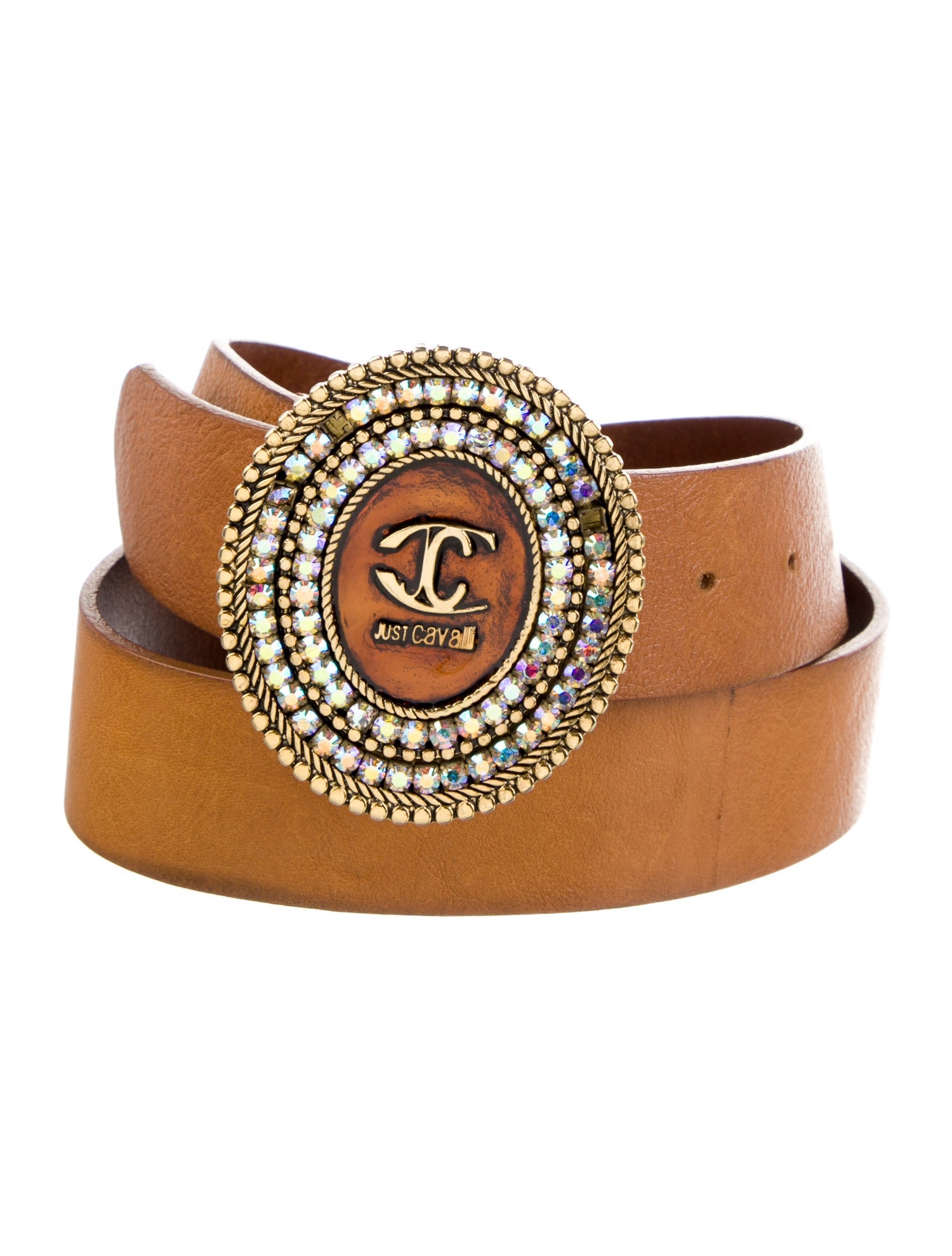 Just Cavalli Leather Crystal Embellishments Belt