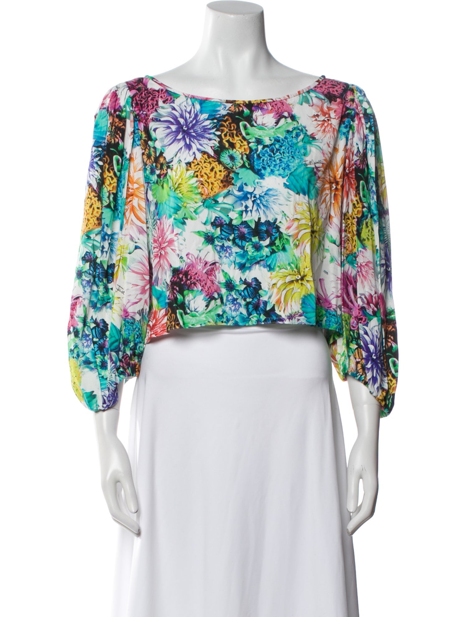 Just Cavalli Floral Print Scoop Neck Crop Top w/ Tags