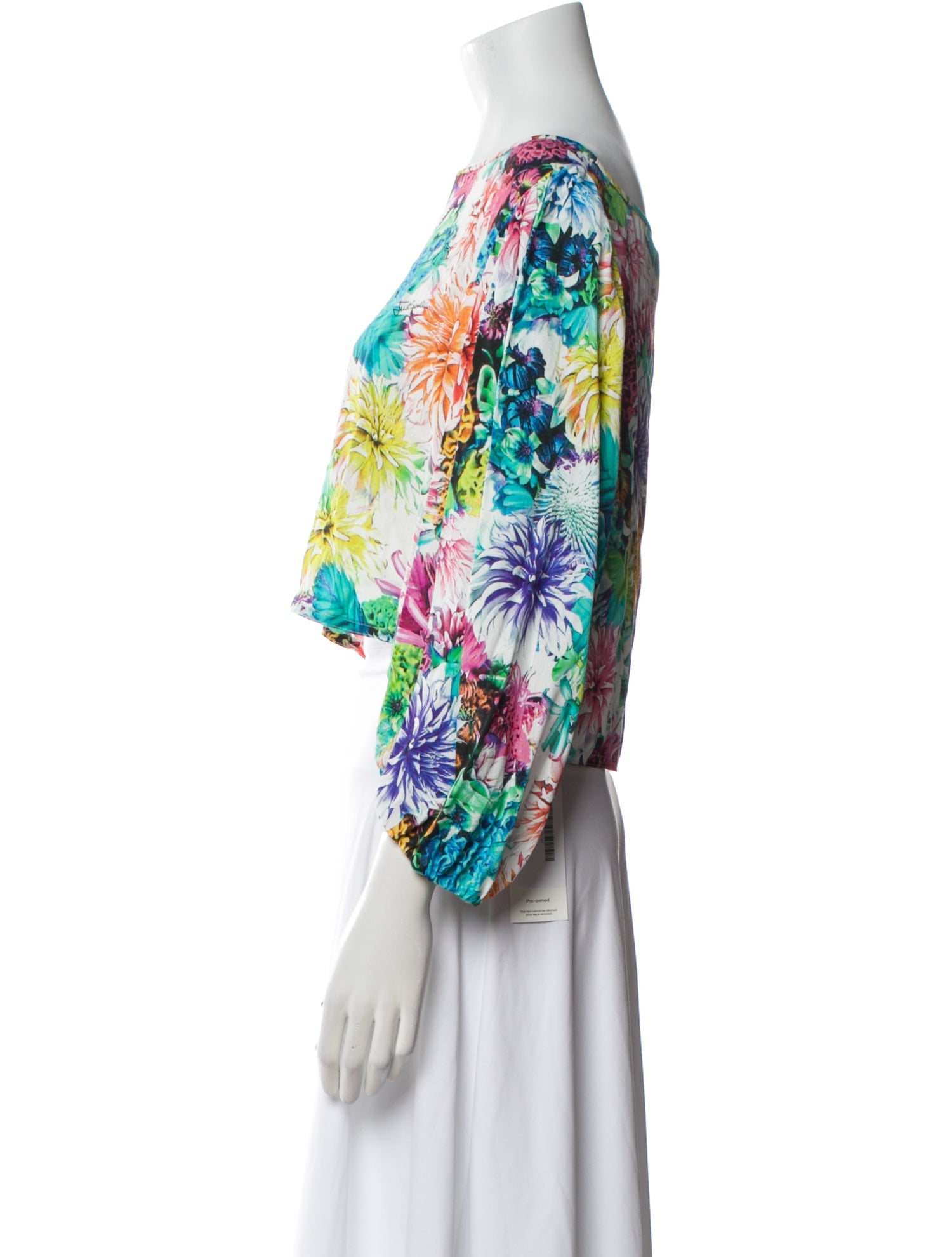 Just Cavalli Floral Print Scoop Neck Crop Top w/ Tags