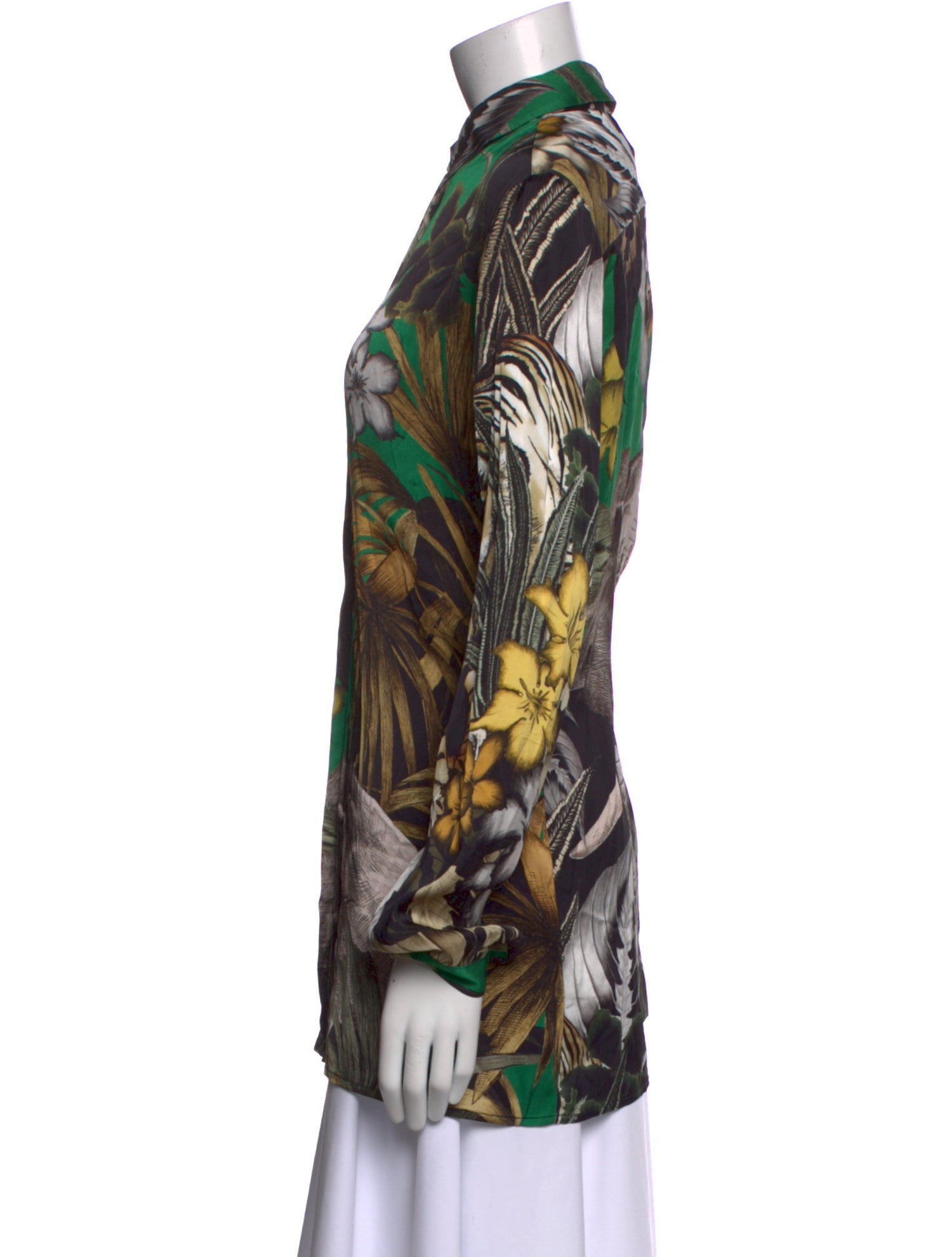 Just Cavalli Printed Long Sleeve Button-Up Top