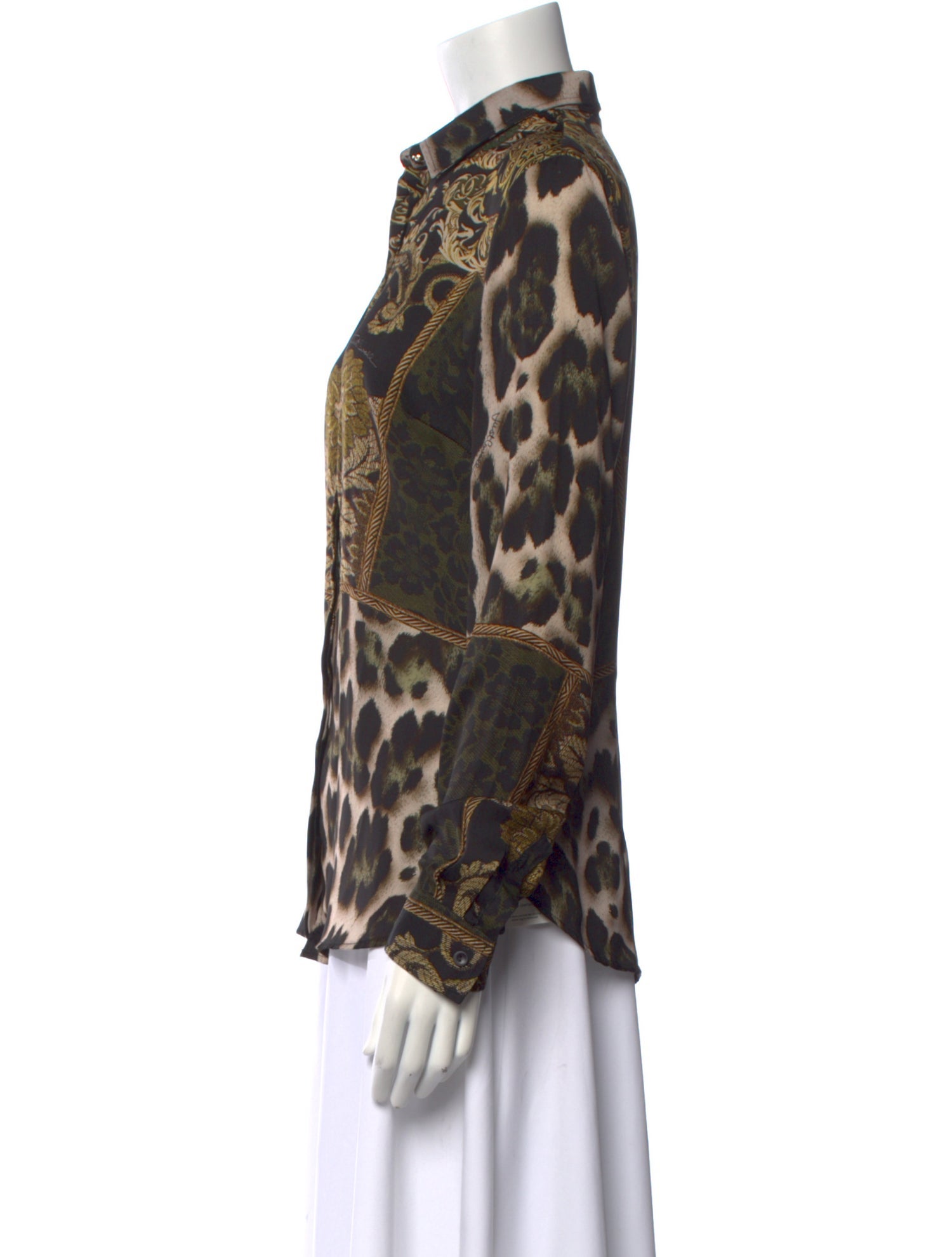 Just Cavalli Animal Print Long Sleeve Button-Up Top