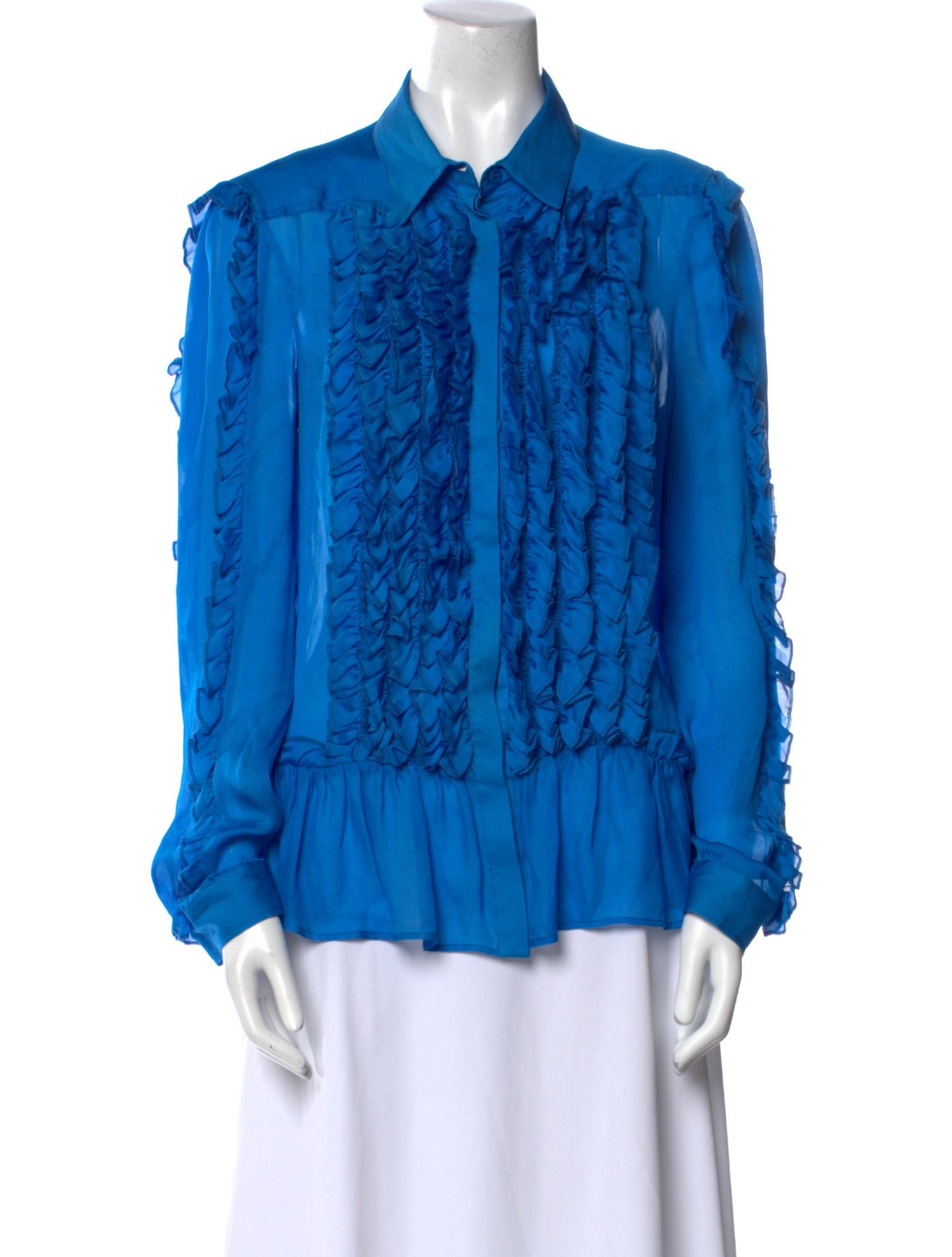 Just Cavalli Silk Long Sleeve Button-Up Top