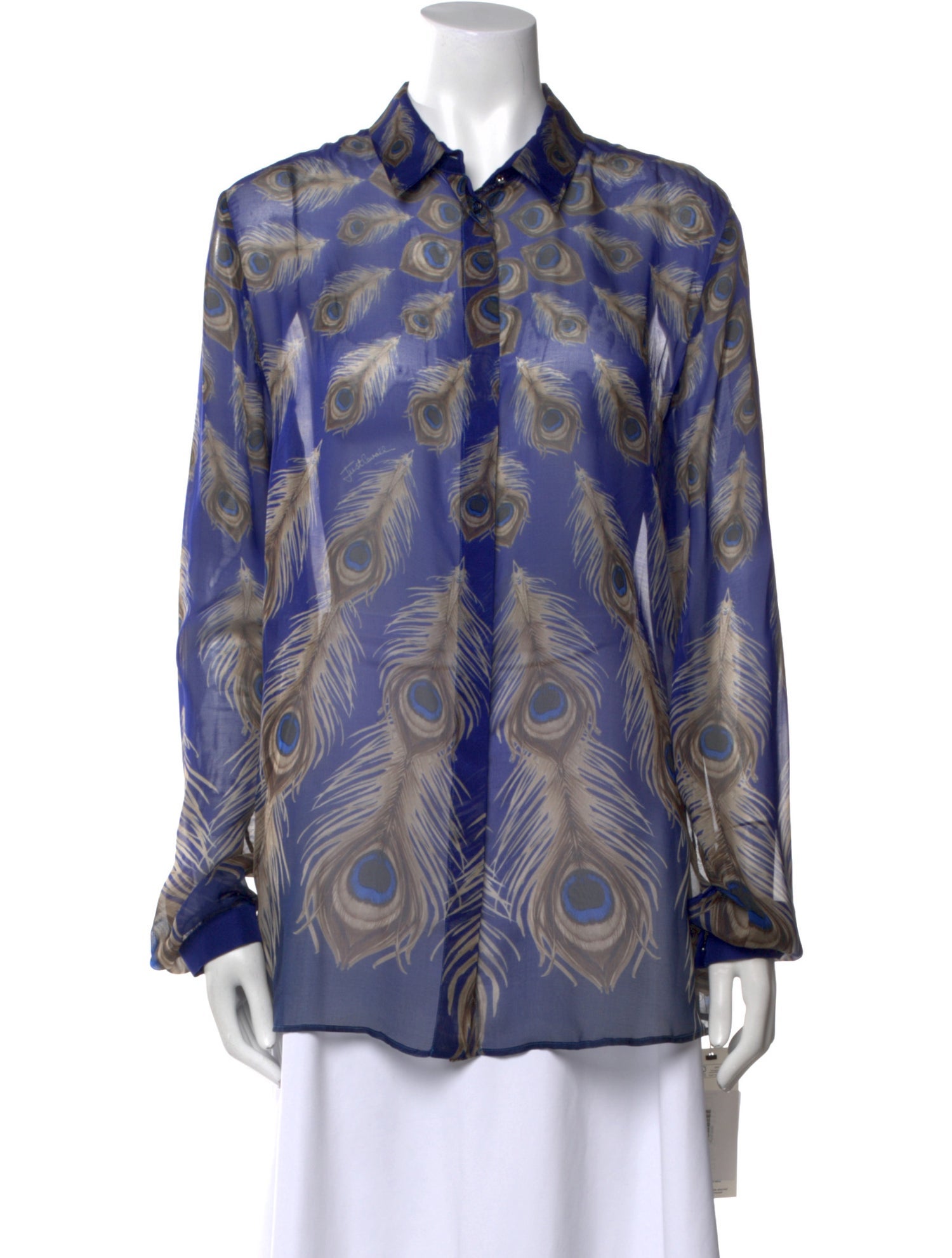 Just Cavalli Silk Printed Button-Up Top